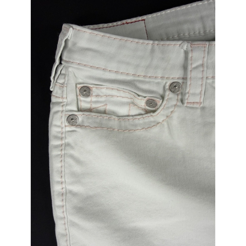 True Religion Jennie Curvy Mid Rise Super Skinny Jeans White Pink Stitch 30 - Picture 6 of 12